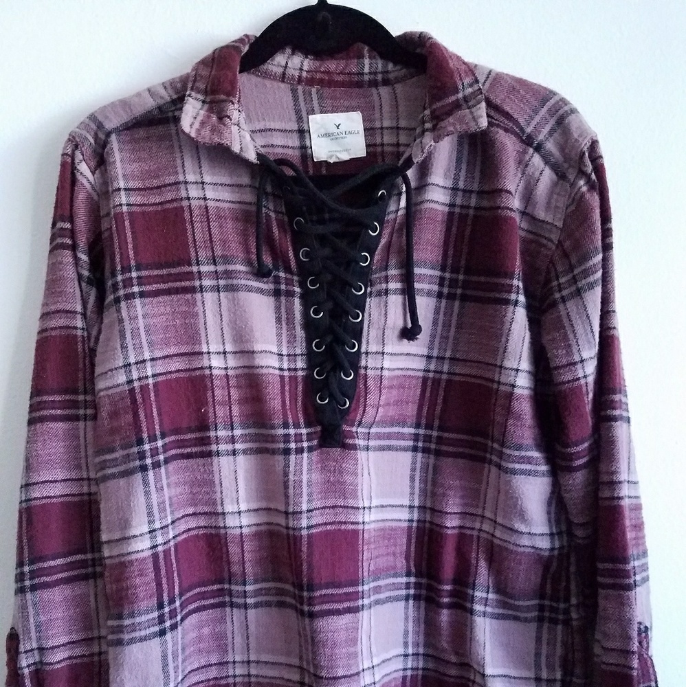 AEO Distressed flannel